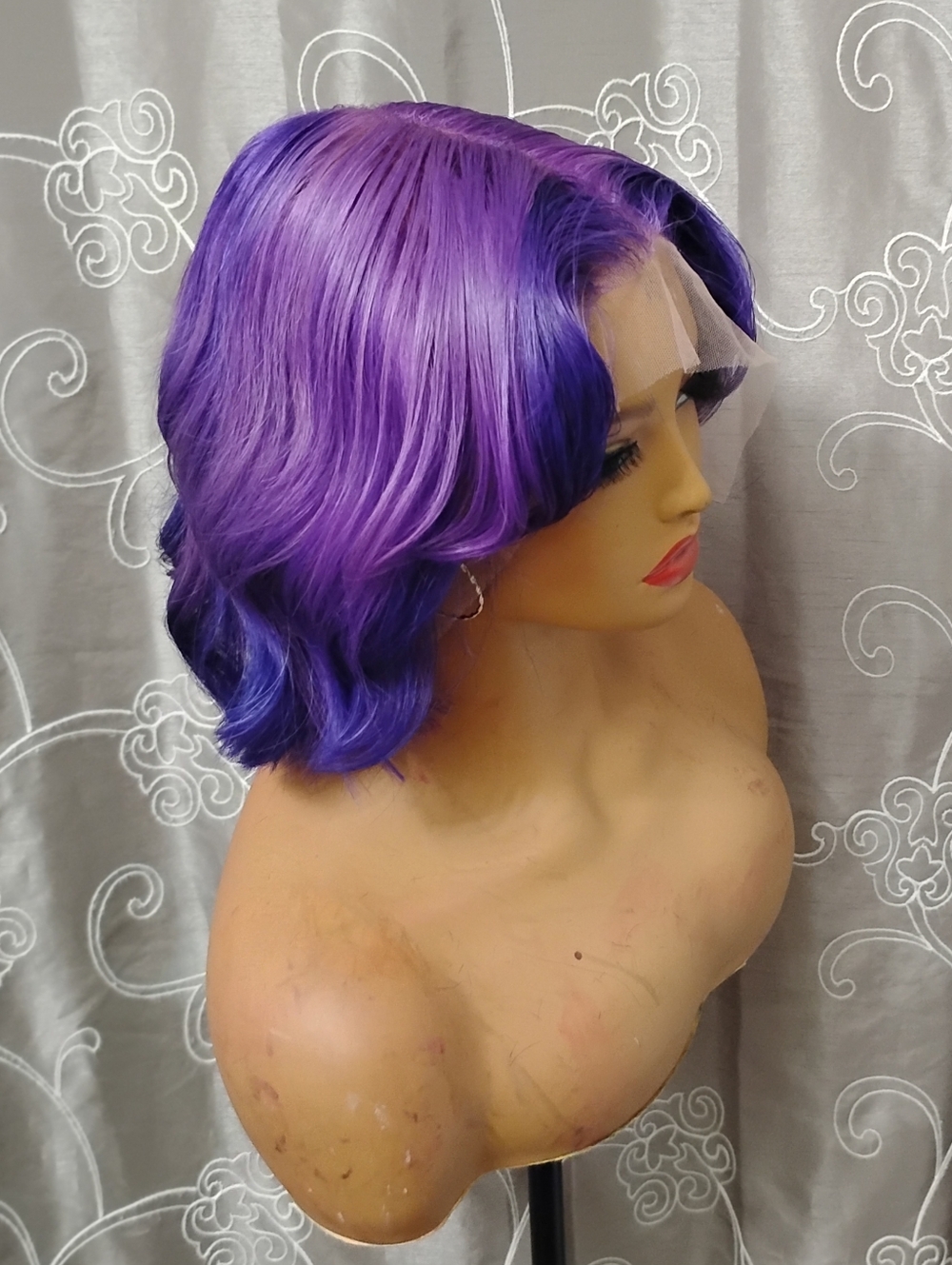 Purple Short Wavy Lace Front Wig - Women Hair - Picture 5 of 10